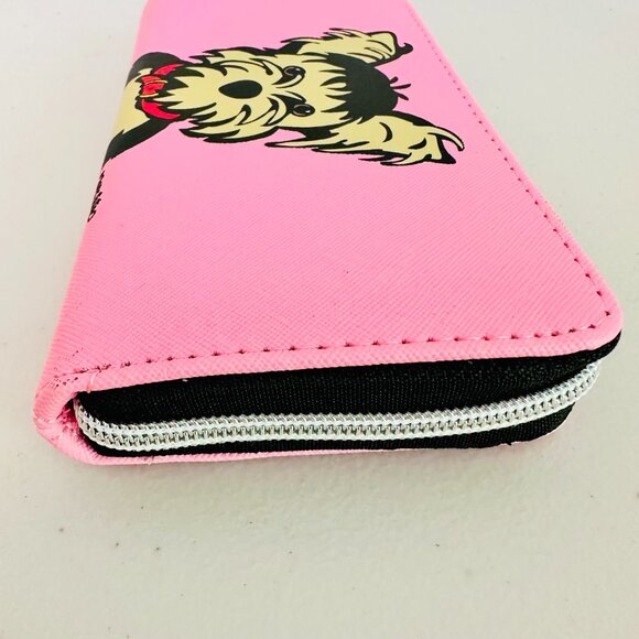 MARC TETRO FAUX LEATHER SHIH TZU DOG PUPPY PINK ZIP-AROUND LONG WALLET - Picture 6 of 9